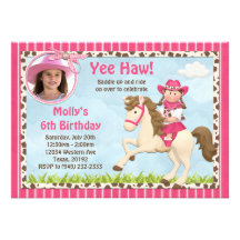 Cowgirl Horse Birthday Party Invitation