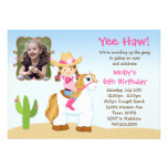 Cowgirl Horse Birthday Party Invitation