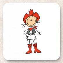 Cowgirl in Red T-shirts and Gifts Beverage Coasters