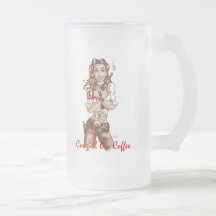 Cowgirl On Coffee on a FROSTY TALL MUG (sepia)