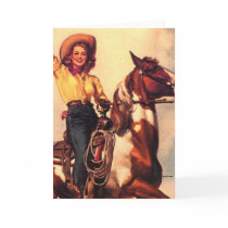 Cowgirl on Her Horse Greeting Cards