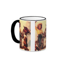 Cowgirl on Her Horse Coffee Mugs