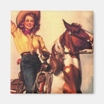 Cowgirl on Her Horse Refrigerator Magnets