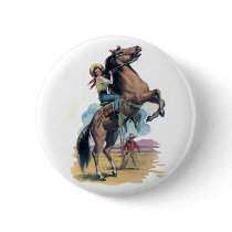Cowgirl on Horse Pinback Button