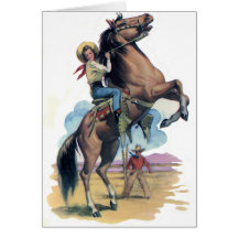 Cowgirl on Horse Greeting Card