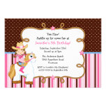 Cowgirl on White Horse Birthday Personalized Invitations