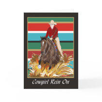 Cowgirl Rein On Blank Card