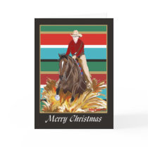 Cowgirl Reinging Horse Blank Christmas Card