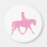 Cowgirl Riding Her Horse (pink) Magnet