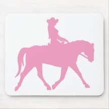 Cowgirl Riding Her Horse (pink) Mouse Pads
