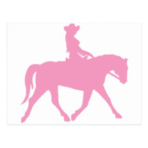 Cowgirl Riding Her Horse (pink) Postcard