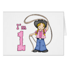 Cowgirl Roper 1st Birthday Greeting Cards