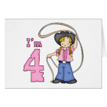 Cowgirl Roper 4th Birthday Greeting Cards