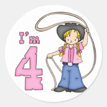 Cowgirl Roper 4th Birthday Sticker