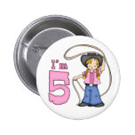 Cowgirl Roper 5th Birthday Pinback Buttons