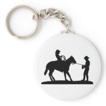 Cowgirl Roping Cowboy Keychain