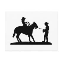 Cowgirl Roping Cowboy Postcards
