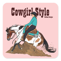 Cowgirl Style Reining Horse Sticker