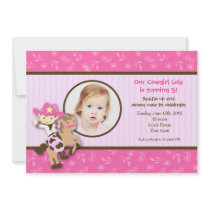Cowgirl Western Photo Birthday Party Invitations