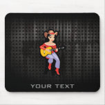 Cowgirl with Guitar; Black Mouse Pad
