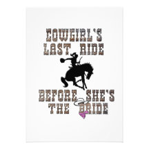 Cowgirl's Last Ride Before She's The Bride Personalized Invitation