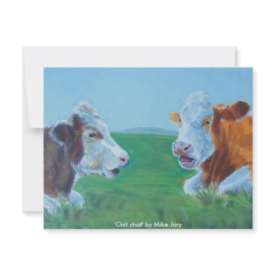 Cows chatting & lying down illustration Chit Chat Custom Invite by mike_jory