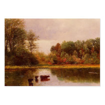 Cows In A Watering Landscape Albert Bierstadt Business Card Templates