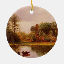 Cows In A Watering Landscape Albert Bierstadt Ornaments