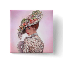 Coy Victorian Lady "Betty Lu" Pinback Buttons