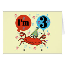 Crab 3rd Birthday Tshirts and Gifts Cards