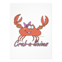 crab-a-licious cute girl crab cartoon personalized invitation