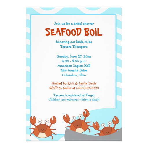 Bridal Shower Card Template Crab crab boil seafood bridal shower invitation zazzle Bridal Shower Card Template Crab crab boil seafood bridal shower invitation zazzle