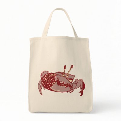 Crab Illustration Grocery Tote Canvas Bag by artpowell