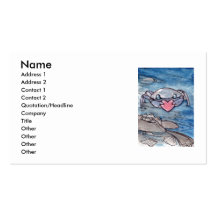 Crabe avec le carte de visite de coeur