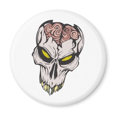 cracked brain skull magnet by halloweenie