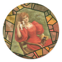 Crackle Tile - Lady in Red Sticker