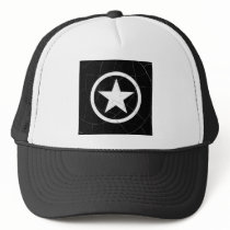 Crackled Black and White Army Star Trucker Hat