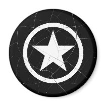 Crackled Black and White Army Star Magnet