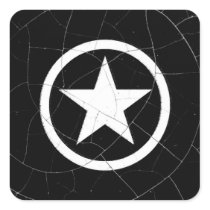 Crackled Black and White Army Star Square Sticker