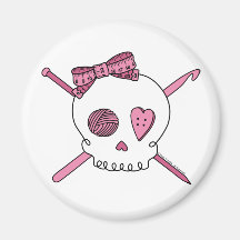 Craft Skull (Pink) Fridge Magnet