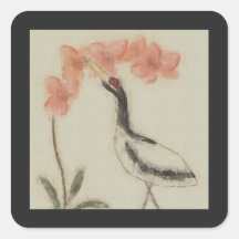 Crane and Orchid Stickers