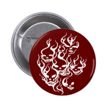 Crâne-blanc flamboyant pin's avec agrafe