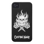 Crâne blanc noir classique élégant simple frais coque iPhone 4