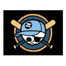 Crâne de base-ball et Crossbats - garçons Carte Postale