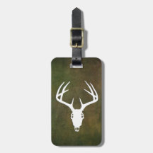 Crâne de chasse de cerfs communs avec des andouill étiquettes de bagages