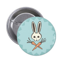 Crâne de lapin de bande dessinée et bouton d'os cr pin's avec agrafe