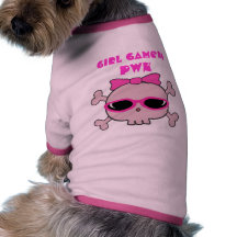 Crâne de pwn de Gamers de fille avec des lunettes  Manteaux Pour Chien