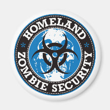 Crâne de sécurité de zombi de patrie - bleu magnets