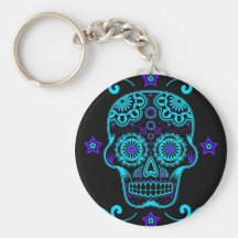 Crâne de sucrerie (bleus) porte-clefs