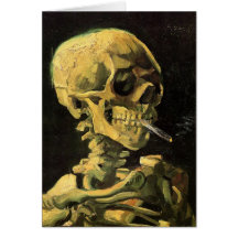 Crâne de Van Gogh avec la cigarette brûlante, art  Carte De Vœux